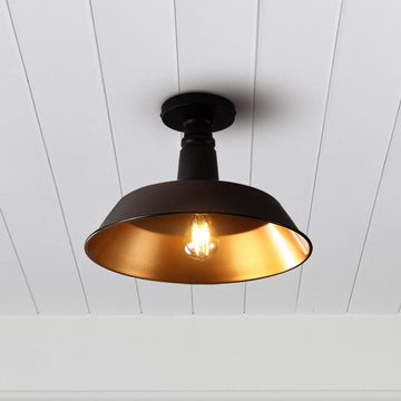 Camila 14" Classic Industrial Indoor/Outdoor Iron LED Semi Flush Mount